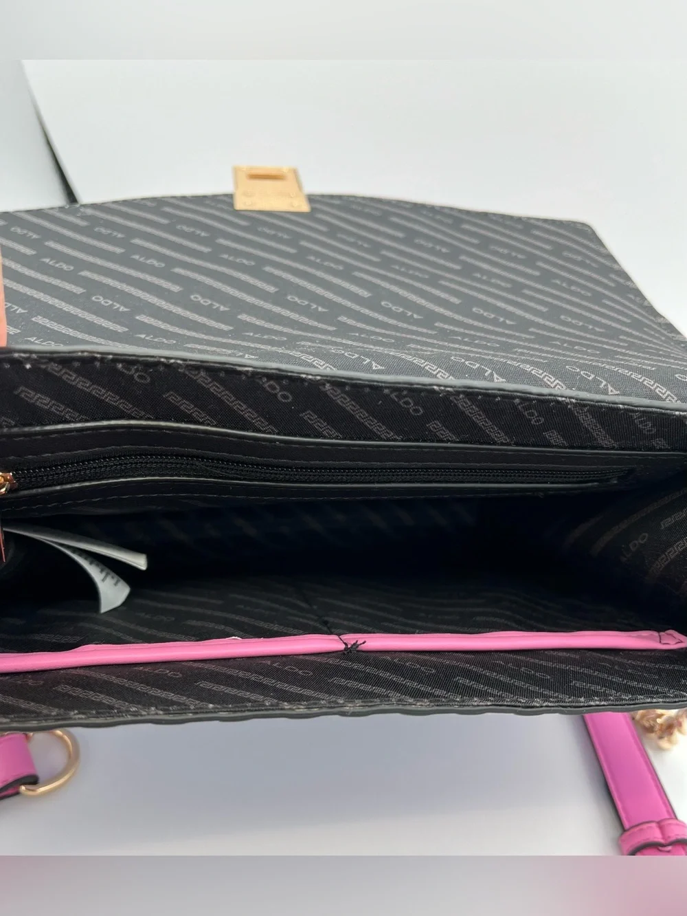 Aldo Gradient Pink and Lilac Top-Handle Satchel with Gold Chain